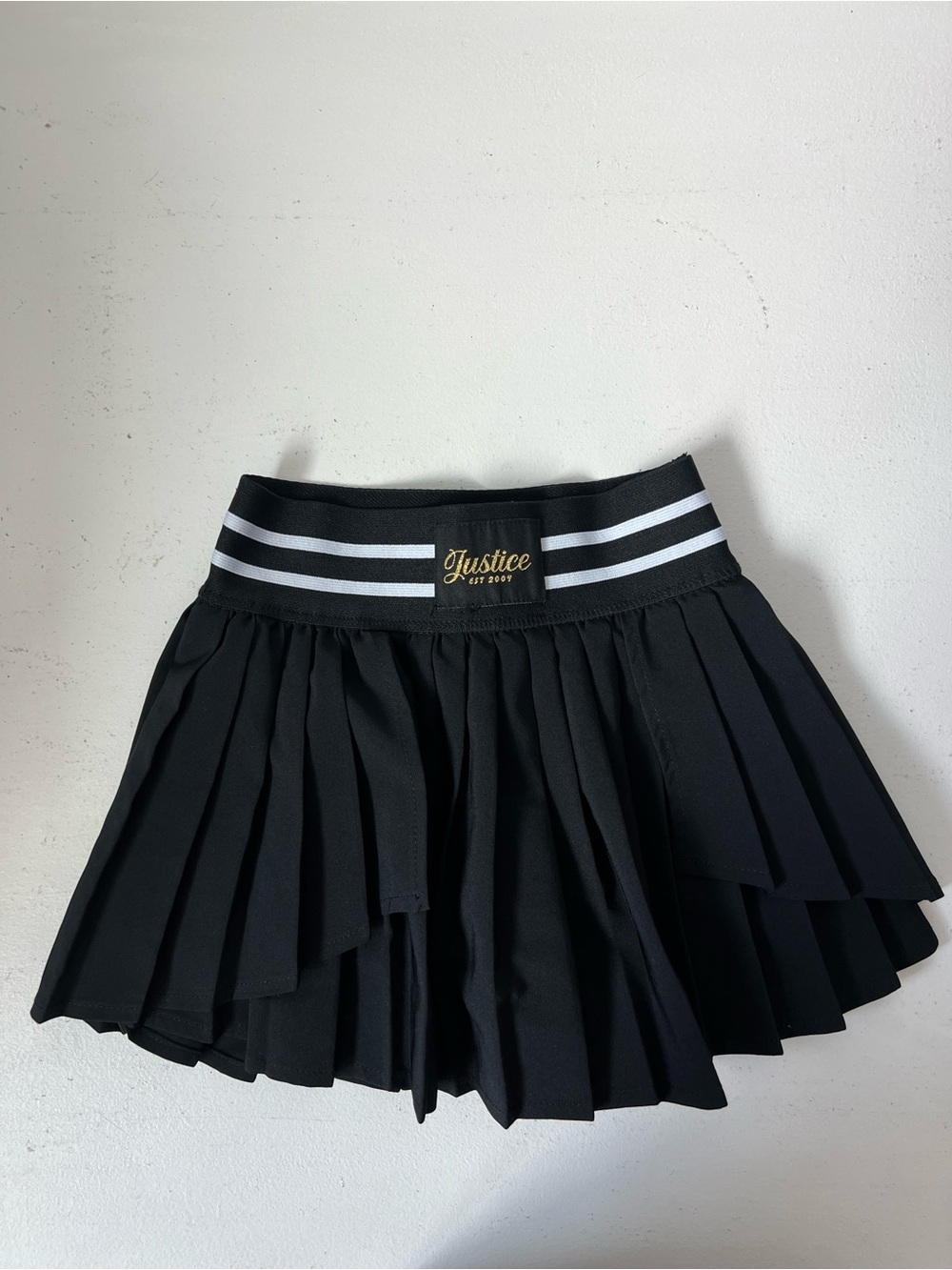 Justice Black Pleated Tennis Skort Striped Waistband Preppy Schoolgirl XS 5/6